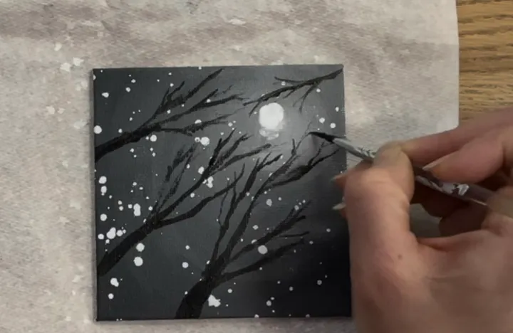 Moonlit Night Monochromatic Painting step by step