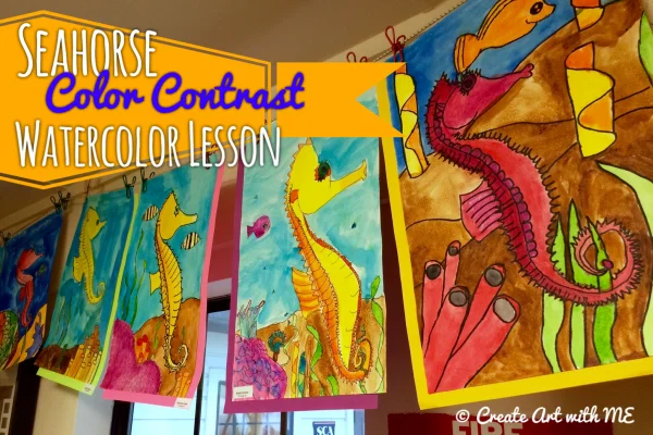Seahorse color contrast watercolor lesson