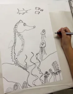 Seahorse Watercolor Painting Warm & Cool Colors