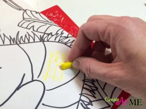 Color contrast texture rubbings iguana watercolor painting