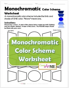 Monochromatic Color Scheme Worksheet