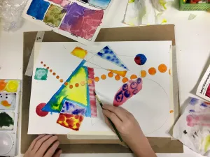 non-objective color wheel watercolor painting lesson