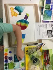 non-objective color wheel watercolor painting lesson