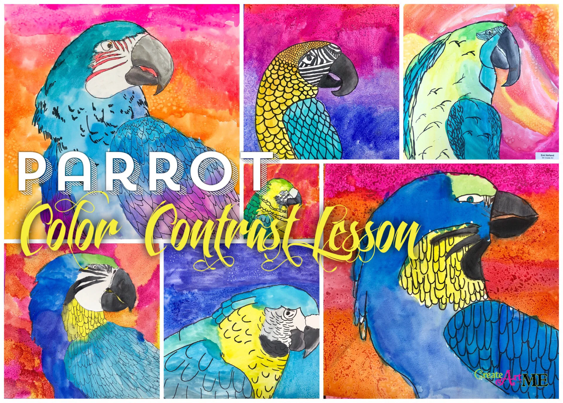 Featured: Parrot Color Contrast Watercolor Lesson