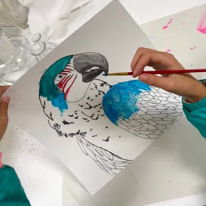 Parrot color contrast art lesson