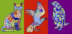 3 mosaics animal