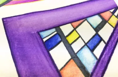 Kandinsky non-objective watercolor Pencil Painting