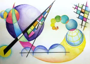 Kandinsky non-objective watercolor Pencil Painting