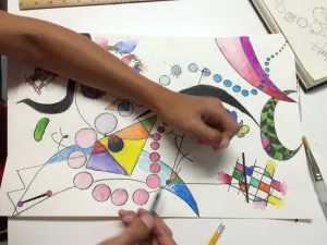 Wassily Kandinsky Non-Objective Color Pencil and Watercolor Pencil Painting
