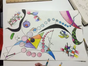 Wassily Kandinsky Non-Objective Color Pencil and Watercolor Pencil Painting