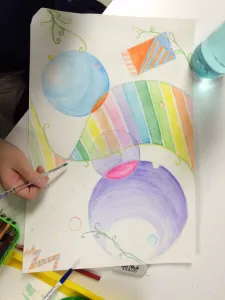 Wassily Kandinsky Non-Objective Color Pencil and Watercolor Pencil Painting