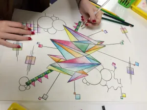 Wassily Kandinsky Non-Objective Color Pencil and Watercolor Pencil Painting