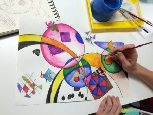 Wassily Kandinsky Non-Objective Color Pencil and Watercolor Pencil Painting