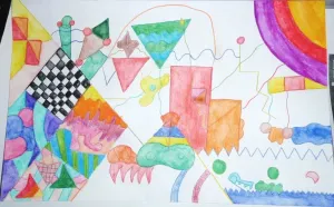 Kandinsky non-objective watercolor Pencil Painting