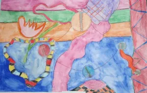 Kandinsky non-objective watercolor Pencil Painting