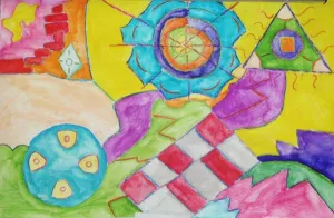 Kandinsky non-objective watercolor Pencil Painting