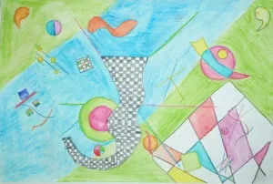 Kandinsky non-objective watercolor Pencil Painting
