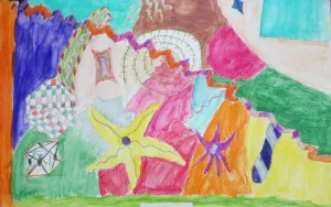 Kandinsky non-objective watercolor Pencil Painting