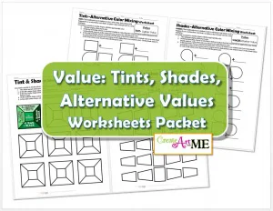 Color VALUE Tints Shades Worksheets Packet
