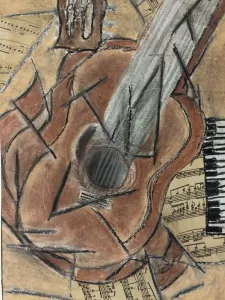 Cubism Instrument Oil Pastel and Collage Lesson