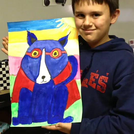 Blue Dog Art Lesson Tempera Painting