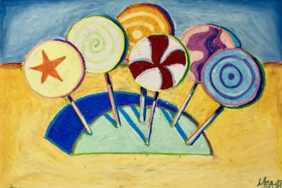 Wayne Thiebaud Forms Lollipop oil pastel lesson