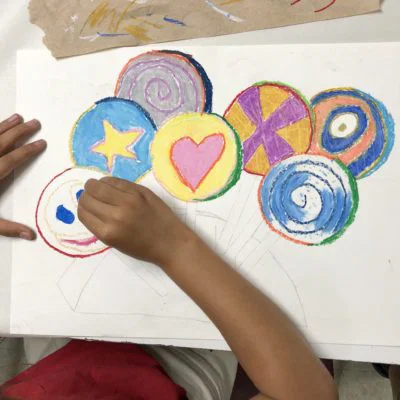 Wayne Thiebaud Forms Lollipop oil pastel lesson