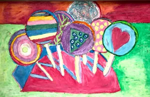 Wayne Thiebaud Forms Lollipop oil pastel lesson