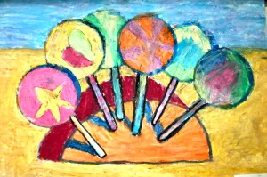 Wayne Thiebaud Forms Lollipop oil pastel lesson