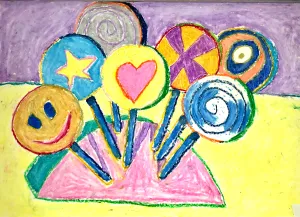 Wayne Thiebaud Forms Lollipop oil pastel lesson