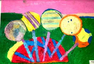 Wayne Thiebaud Forms Lollipop oil pastel lesson