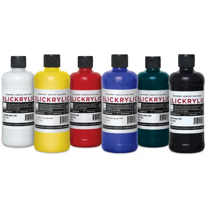 Blickrylic Student Acrylics - Basic Color Set, Pack of 6, Pints