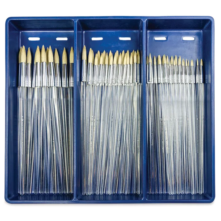 Royal Langnickel Clear Choice Brush Set - White Bristle, Round, Set of 60, Long Handle