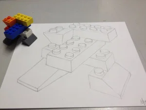 Contour Line Drawing of Lego Sculpture