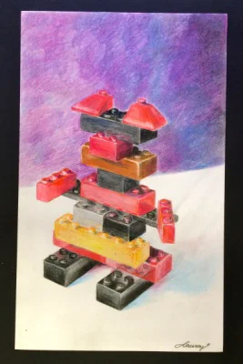 lego colored pencil drawing hs art lesson