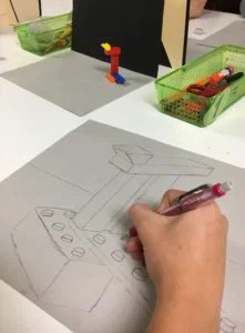 Lego Charcoal Drawing