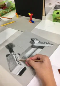 Lego Charcoal Drawing
