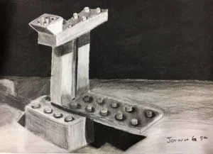 Lego Charcoal Drawing