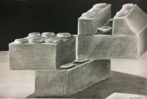 Lego Charcoal Drawing