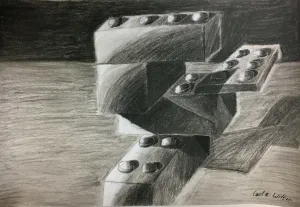 Lego Charcoal Drawing