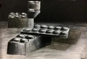 Lego Charcoal Drawing