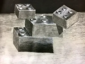 Lego Charcoal Drawing
