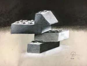 Lego Charcoal Drawing