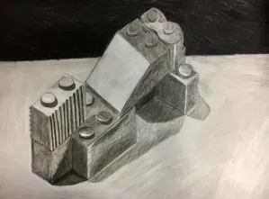lego charcoal drawing