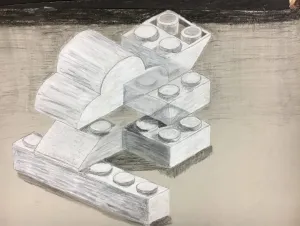 lego charcoal drawing