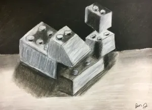 Lego Charcoal Drawing