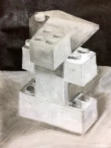 Lego Charcoal Drawing