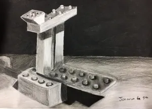 Lego Charcoal Drawing