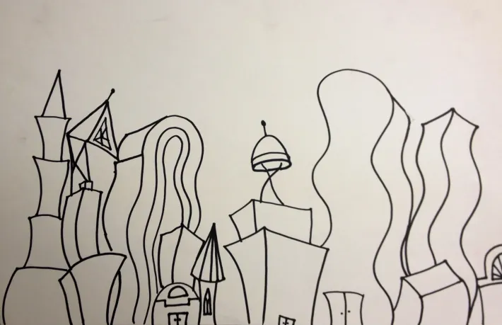 Dancing Skyscrapers Active Lines Elementary Art Lesson
