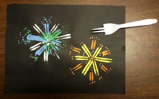 Painted Fireworks with fork